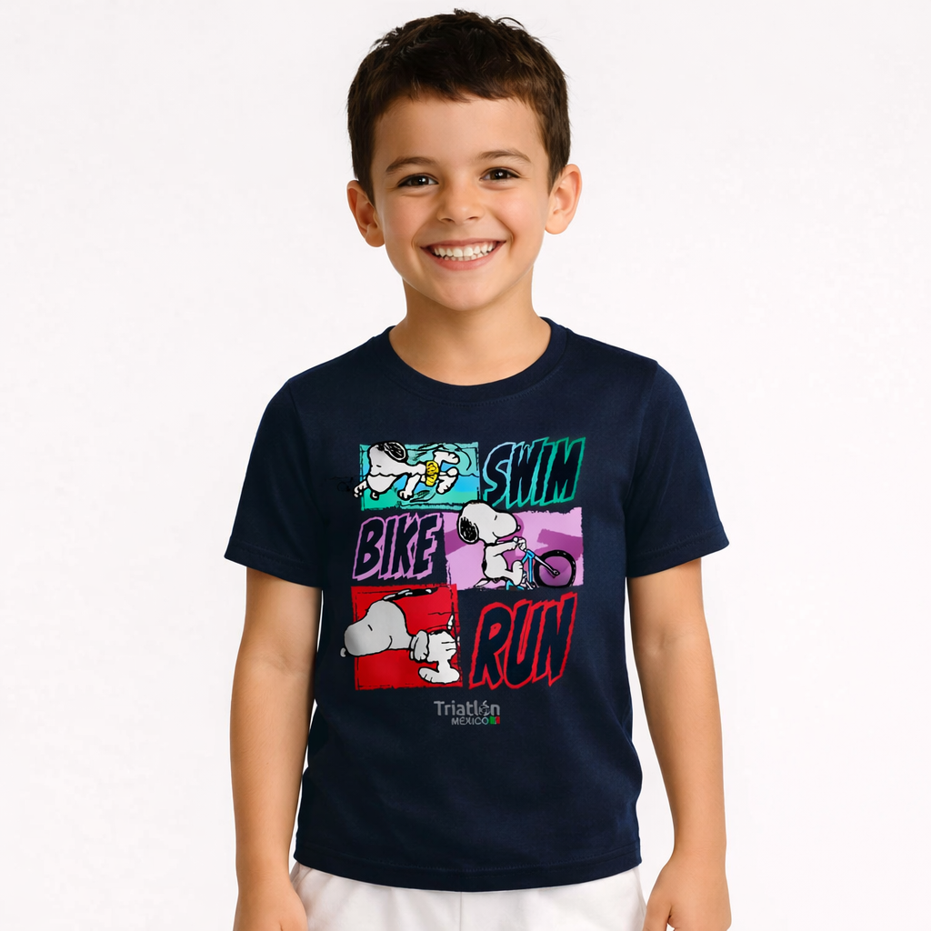 SNOOPY PLAYERA AZUL MARINO ALGODON TRIATLON NIÑO
