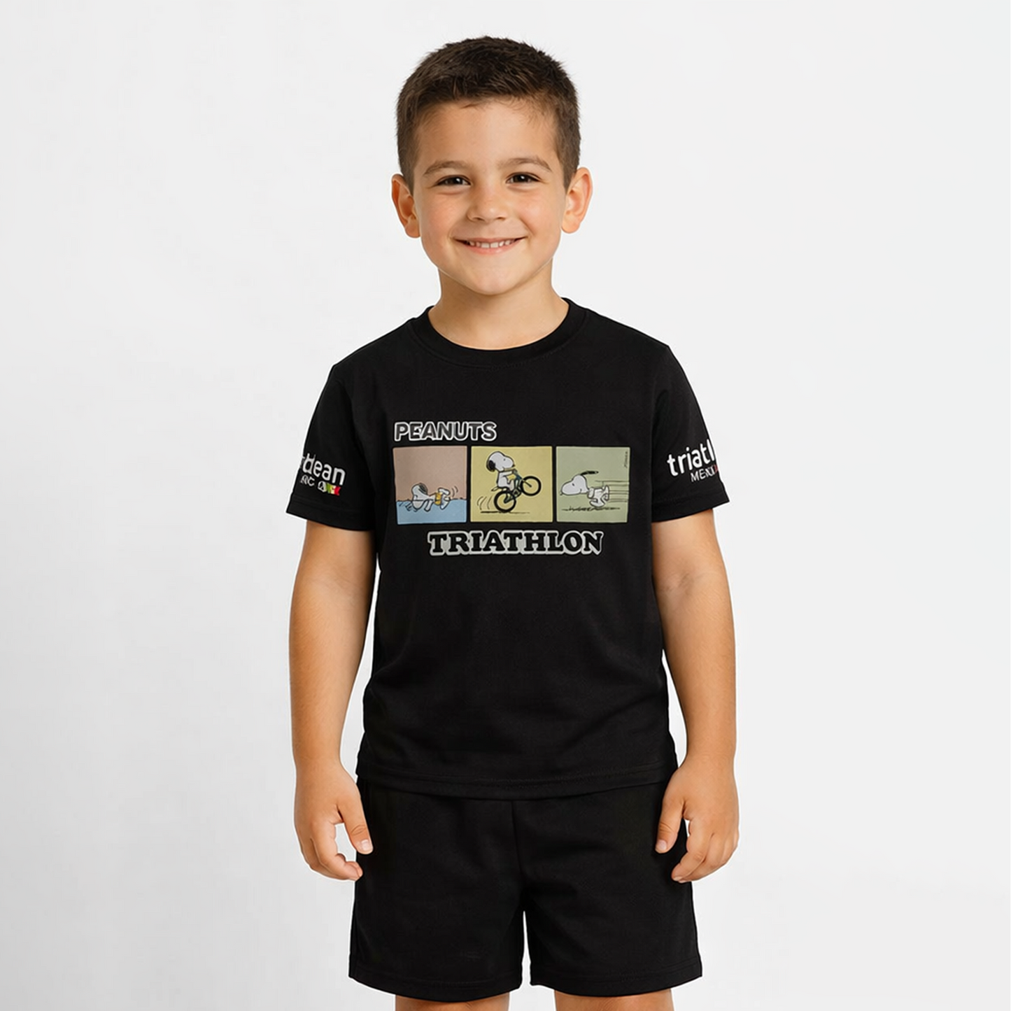 SNOOPY PLAYERA NEGRA ALGODON TRIATLON NIÑO