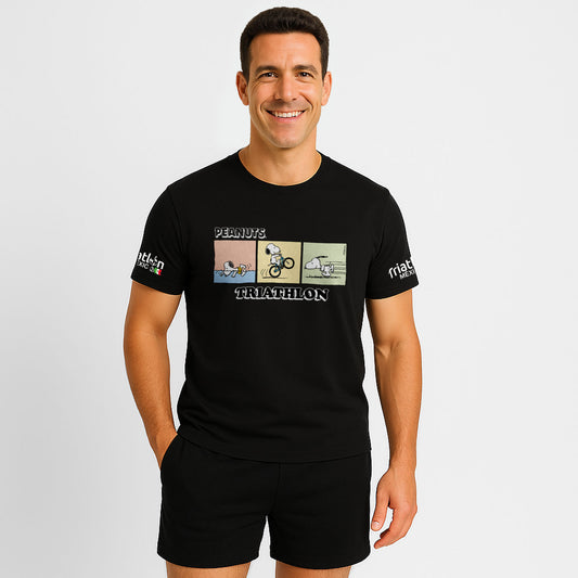 PLAYERA ALGODON  SNOOPY  TRIATLON NEGRA CABALLERO