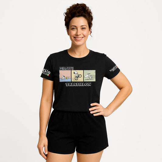 PLAYERA NEGRA ALGODON  SNOOPY  TRIATLON  DAMA