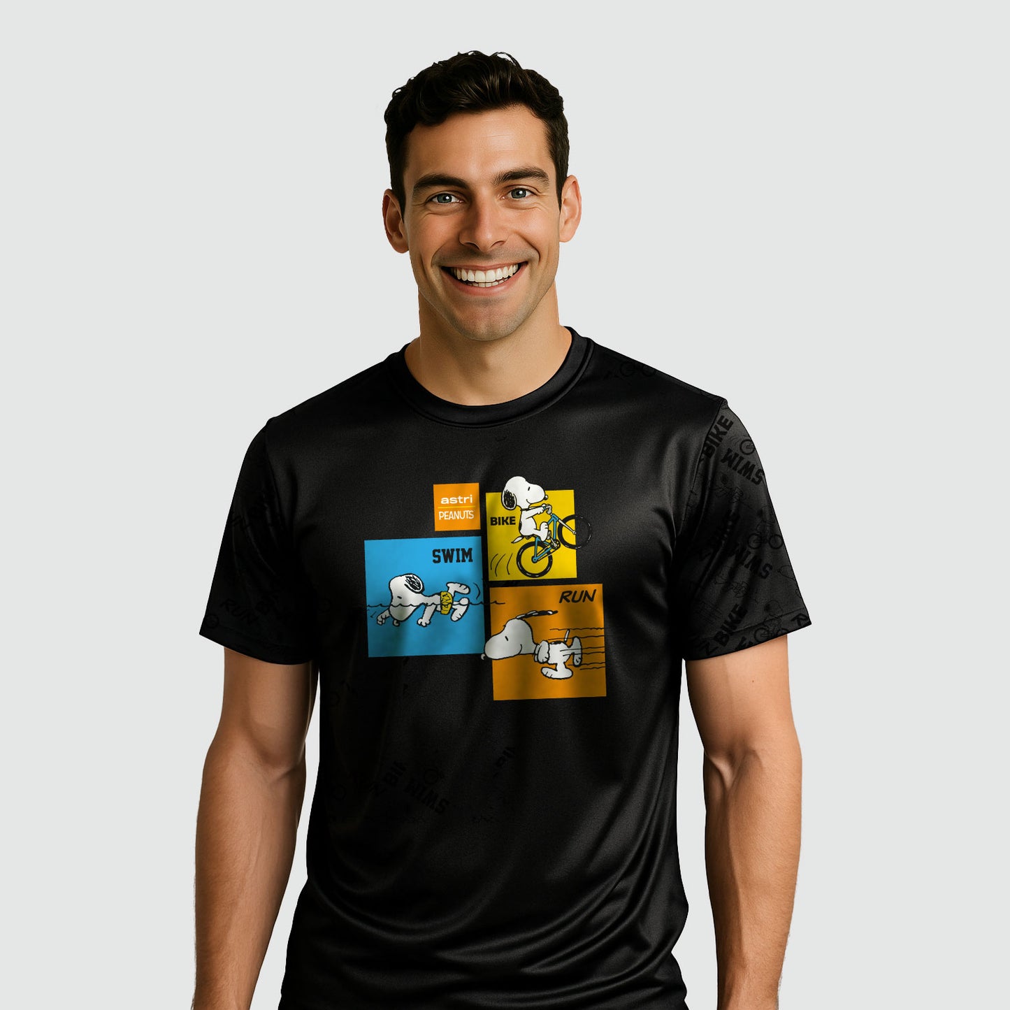 SNOOPY PLAYERA TECH TRIATLON NEGRA CABALLERO