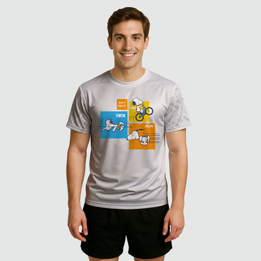 SNOOPY PLAYERA TECH TRIATLON BLANCA CABALLERO
