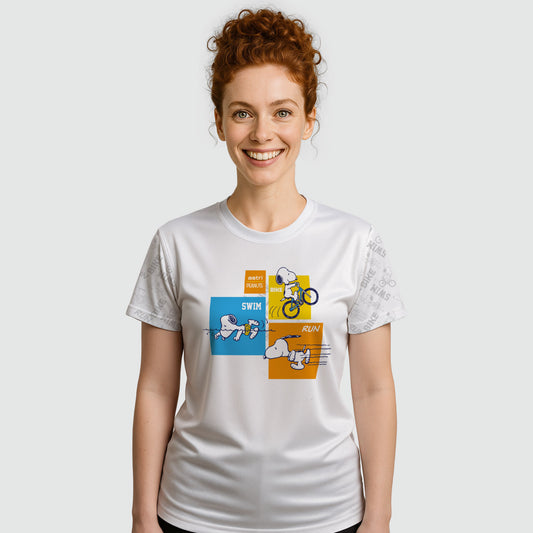 PLAYERA SNOOPY TECH TRIATLON BLANCA DAMA