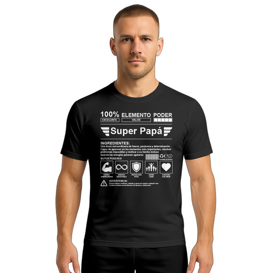 PLAYERA SUPER PAPÁ NEGRA DÍA DEL PADRE CABALLERO